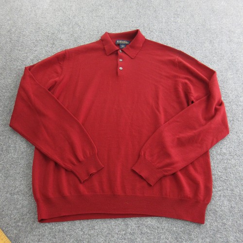 Brooks Brothers Pullover Herren Large rot extrafeine italienische Merinowolle Polo - Bild 1 von 7
