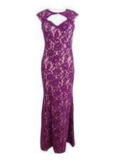 Xscape Women's Cutout Lace Gown (2, Purple/Beige)