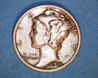 1936-D Mercury Head Silver Dime  F  **106-6A