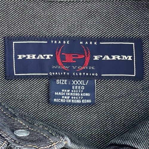 Chaqueta vaquera Phat Farm urbana hip hop años 90 envejecida Y2K para hombre talla 3XL rara - Imagen 7 de 11