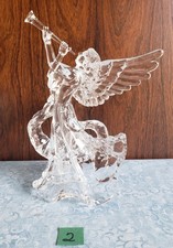 Vintage Clear Acrylic Christmas Trumpet Angel Tree Topper 9in horn Taiwan Box