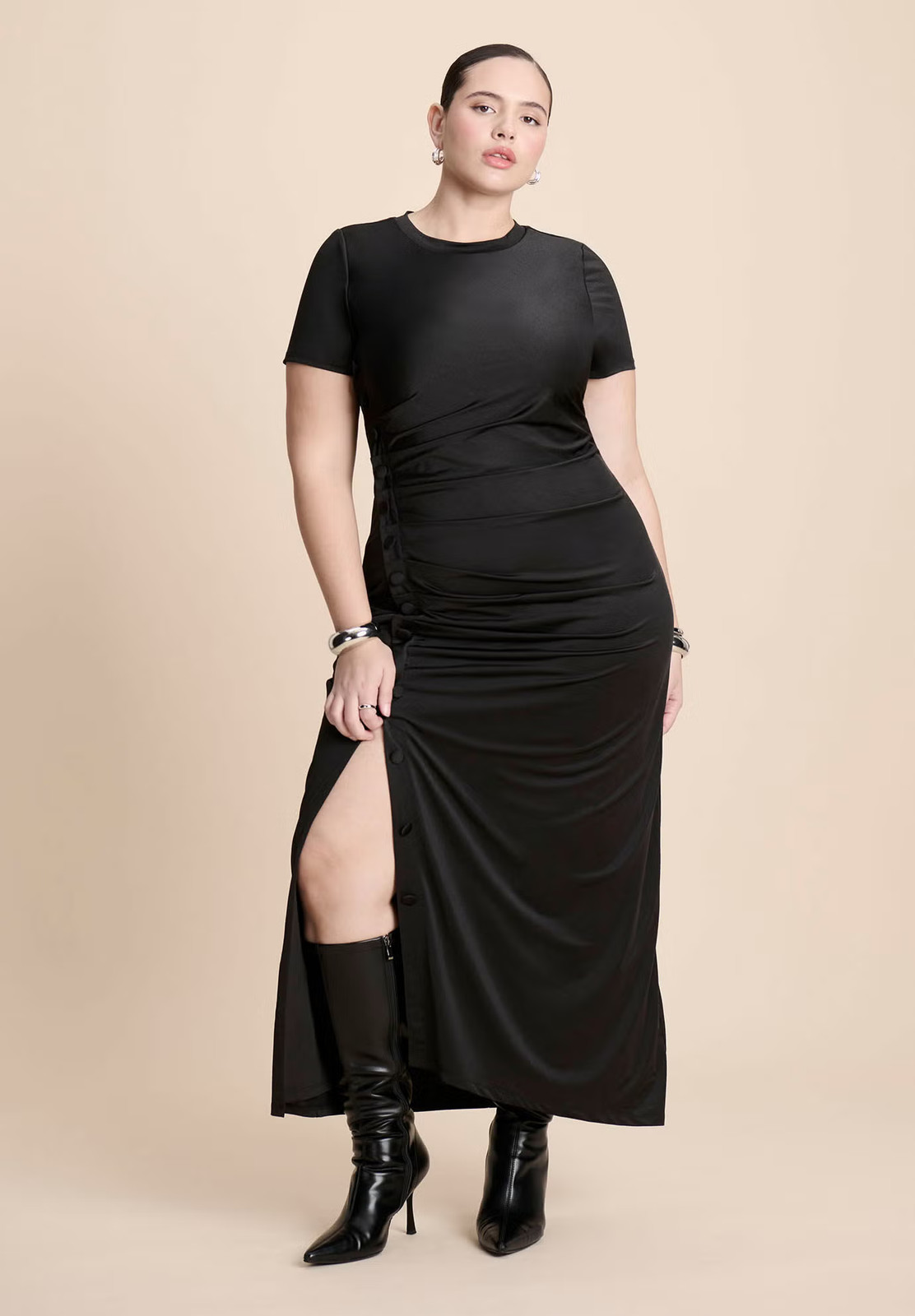 ELOQUII Women's Chic Slinky Dress W Buttons - 2 Color(s) Brand New w/ Tag