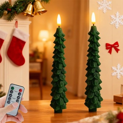 Gedengni Christmas Tree Flameless Candle -2pcs Timer Flickering Remote Tree C...