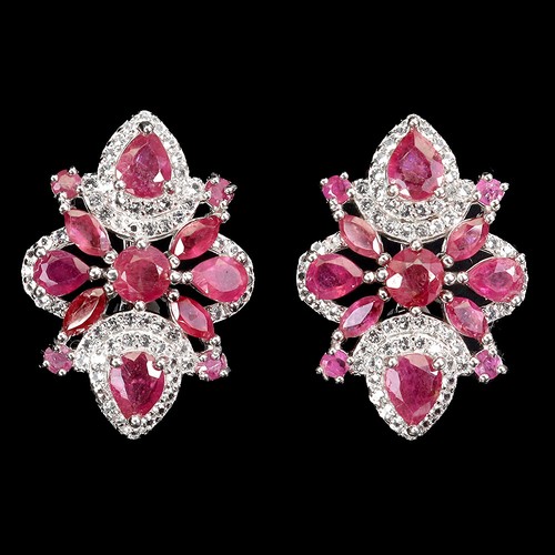 925 Sterling Silver Earrings Pear Ruby 5x4mm Topaz Natural Gemstone Jewelry