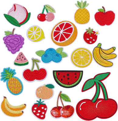 20 Pcs Fruit Iron on Patches, 20 Styles Cherry Lemon Pineapple Watermelon Banana