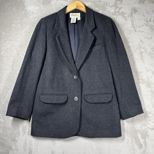 Vintage 90er Eddie Bauer Blazer Damen XS Wollmischung anthrazit grau edel adrett - Bild 1 von 14