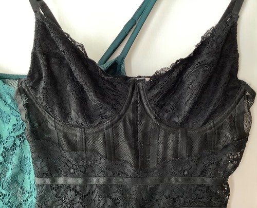 2 SIZE 10 TEDDY BODYSUITS. BLACK/ GREEN. RIVER ISLAND + 1 .EXCELLENT CONDITION. - Picture 2 of 9