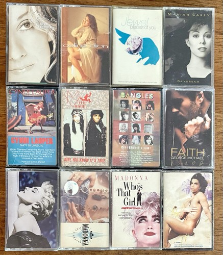 12 Pop Cassettes, Used, Prince, Madonna, George Michael, Bangles, Jewel, Etc