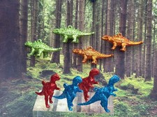 New Miniature mini Glittered set of 8  DINOSAUR CHRISTMAS ORNAMENTS NWT