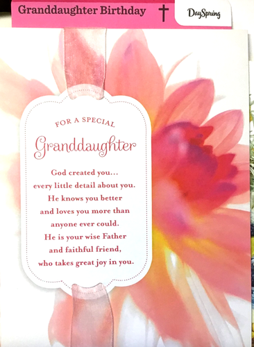 Tarjeta de cumpleaños NIETA, con mensaje bíblico, "BENDICIONES EN TU CUMPLEAÑOS" 16C - Imagen 1 de 6