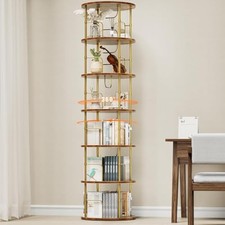 6 Tier Rotating Bookshelf, 360  Display Stackable Spinning Round 6-Tier Gold