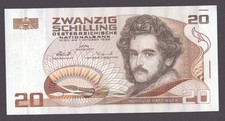 Austria/Austria; P. 148); 20 shillings dated 1.10.1986