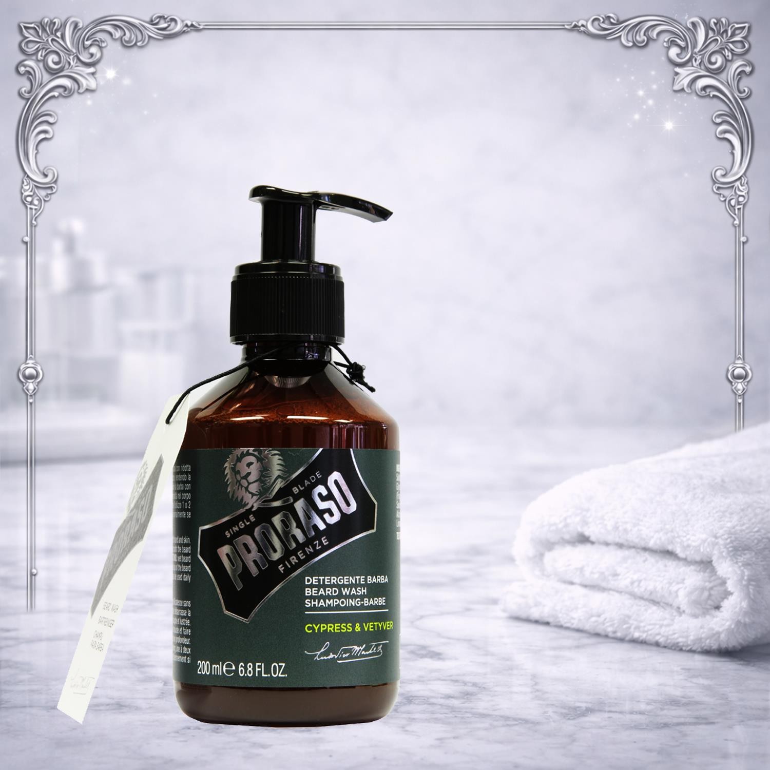 Proraso Beard Wash, 200 ml | Cypress & Vetyver Scented Beard Shampoo, Softens and Conditions, Gently Removes Impurities, Made in Italy - Image 2