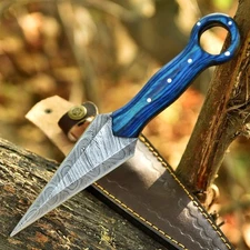 Double-Edged Fix Blade Damascus steel Hunting Boot Knife With Sheath Throwing