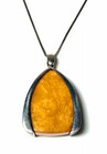 Estate Vintage Sterling Silver Butterscotch Baltic Amber MCM Pendant Necklace — photo 4