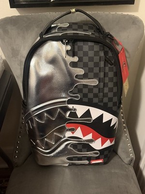 Sprayground Limited Edition Shark Checkered Faux Leather Medium Zip Backpack
