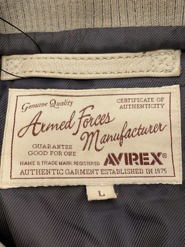 Avirex Leather Jacket Blouson/L/Goat Leather/Ivo/Plain/6171076 1918 - Picture 3 of 8