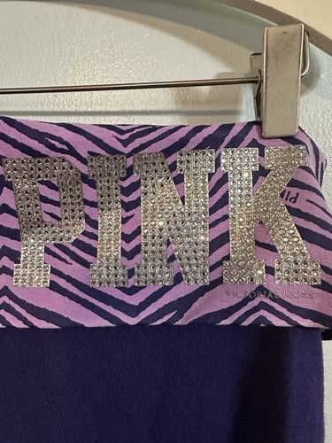 VS PINK VINTAGE Y2K FOLD OVER PURPLE BLING ZEBRA HTF RARE SM FLARE YOGA LEGGINGS - Picture 5 of 7