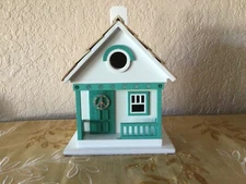 HOME BAZAAR BIRD HOUSE EASY TO CLEAN FARMHOUSE STATION WOODEN GARDEN DECOR