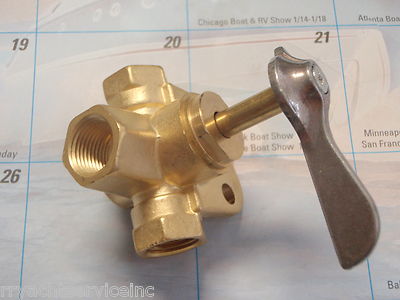 FUEL VALVE SHUT OFF FUEL TANK 3//8/" THREAD 18-1656 3 WAY VALVE WITH DETENT BRASS
