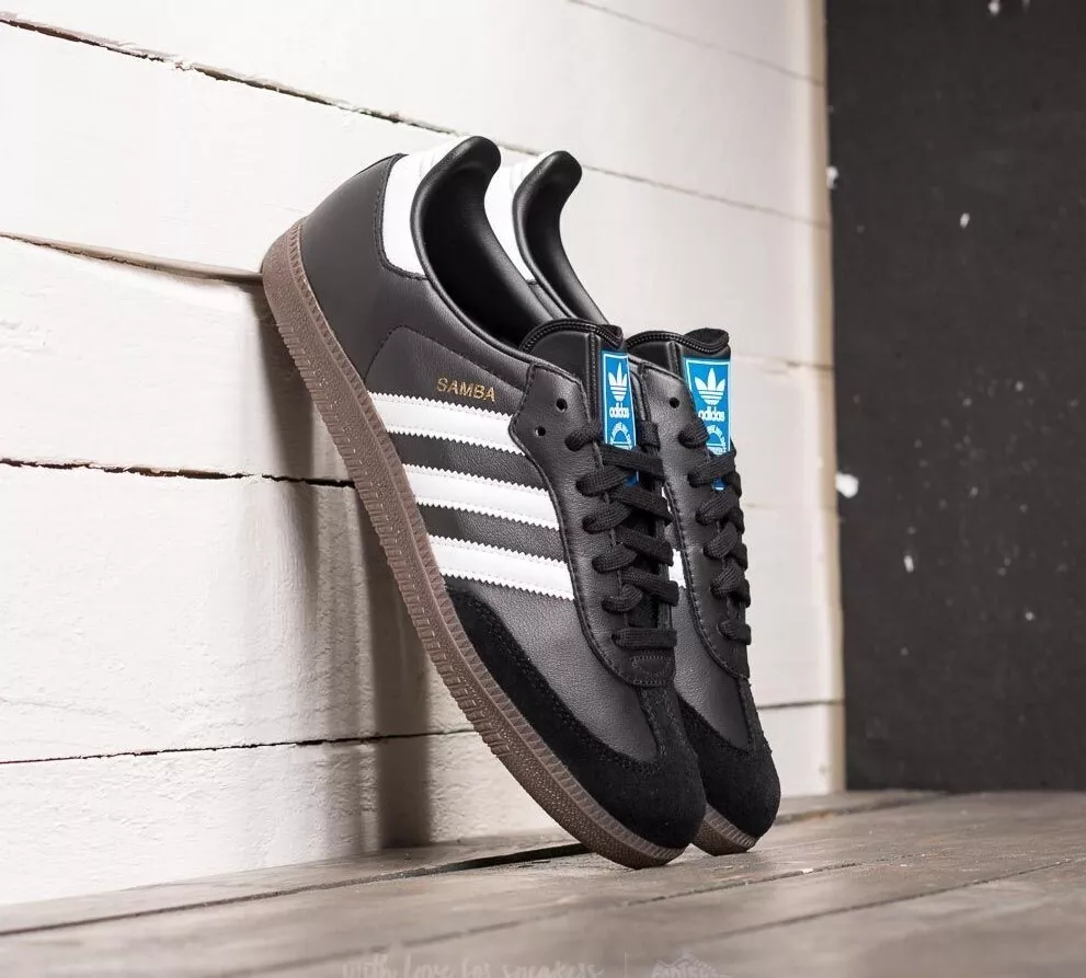 New Adidas Samba OG Shoes Athletic Casual Soccer Skate Sz 10 Black-White-Gum 🔥