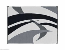 Black Gray Outdoor Patio Deck RV Mat 9 x 12 ft Reversible Rug Durable Foldable