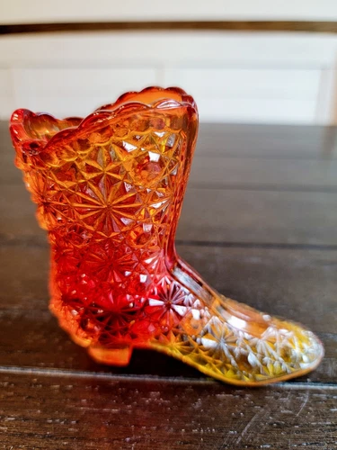 Amberina Smith Carnival Glass Boot
