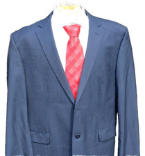Jos A Bank Men's Medium Blue 2 Button Wool Twill Suit 48R 42 x 27 Flat Front