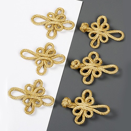 Gold Wire Chinese Cheongsam Button Dragonfly Knot Fastener Closures - Picture 4 of 9