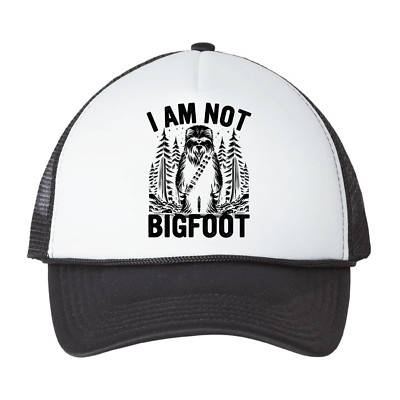 Bigfoot Sasquatch Mega Cap Mesh Trucker Snapback Hat Cap Unisex White / Black