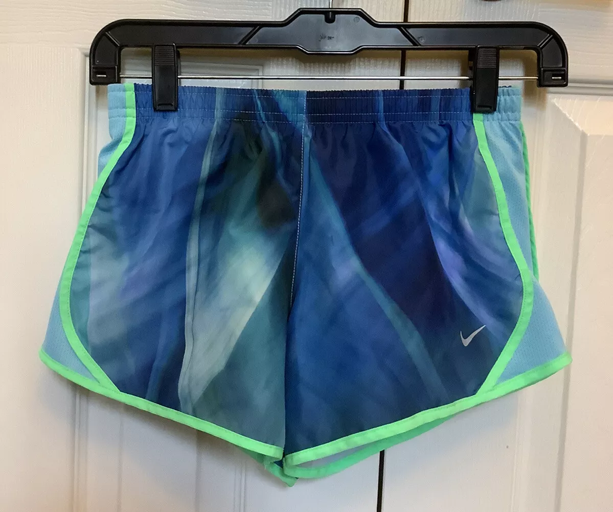 Nike Running Shorts Built In Underwear Blue Green Girls Size Medium  902101-435