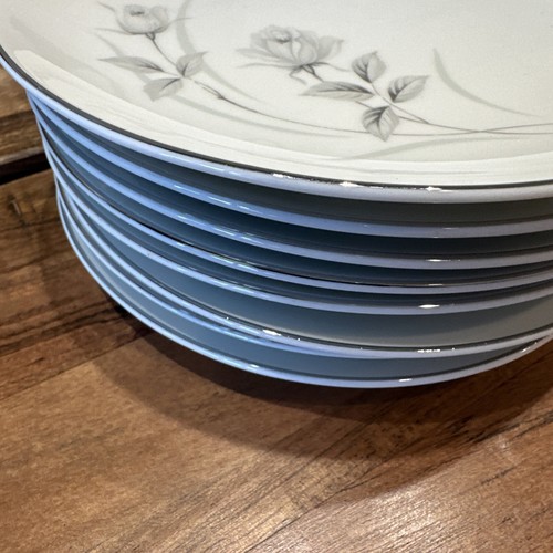 VTG Harmony Rose 8 Dessert plates Silver Rose Fine China Replacement 3504 Japan - Picture 4 of 7