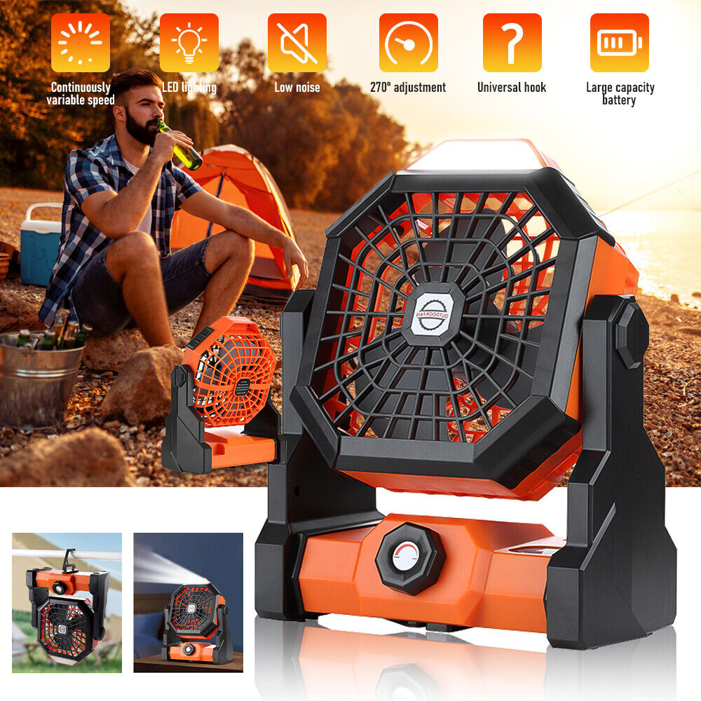 7800mAh Camping Fan with LED Lantern, Ceiling Tent Fan with Remote Control,  Power Bank, Battery Operated USB Rechargeable Fan , 180°Head Rotation  Outdoor Portable Fan for Fishing, Outdoor, Office 