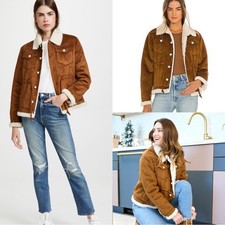 Mother Brown Tan Faux Suede Sherpa The Drawstring Drifter Jacket In Chalet Girl