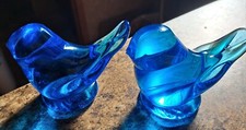 Gorgeous Pair Of Leo Ward's "Birds Of Happiness" Cobalt Blue Vintage "Read"