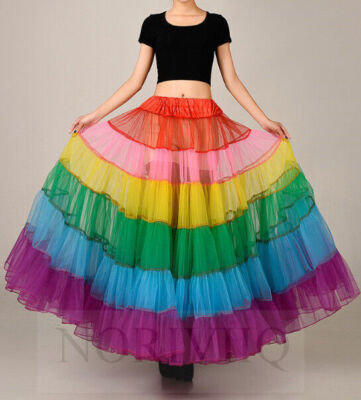 Langer Petticoat Tüllrock Tutu Röcke Bridal Damen Regenbogen Petticoat Weichem