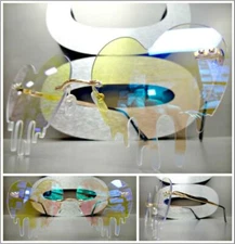 Oversized Retro PARTY Club Rave SUN GLASSES Dripping Heart Shape Big Clear Lens