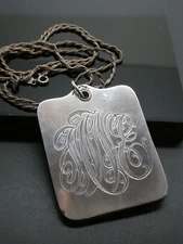 Victorian Signed Sterling Silver 925 Chatelaine Notebook Necklace & Chain 30"