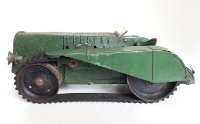Vieux Tracteur Jouet En Tôle Charles Rollet (vers 1930) Avec Sa Remorque