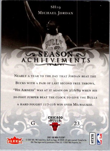 2007 Fleer Michael Jordan #SH19 Michael Jordan Season Achievements 002369 - Bild 2 von 2