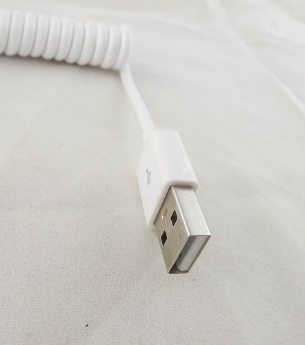 White 1M USB 3.1 C Type Male To 2.0 A Male Spiral Coiled Data Sync Adapter Cable - Picture 3 of 6