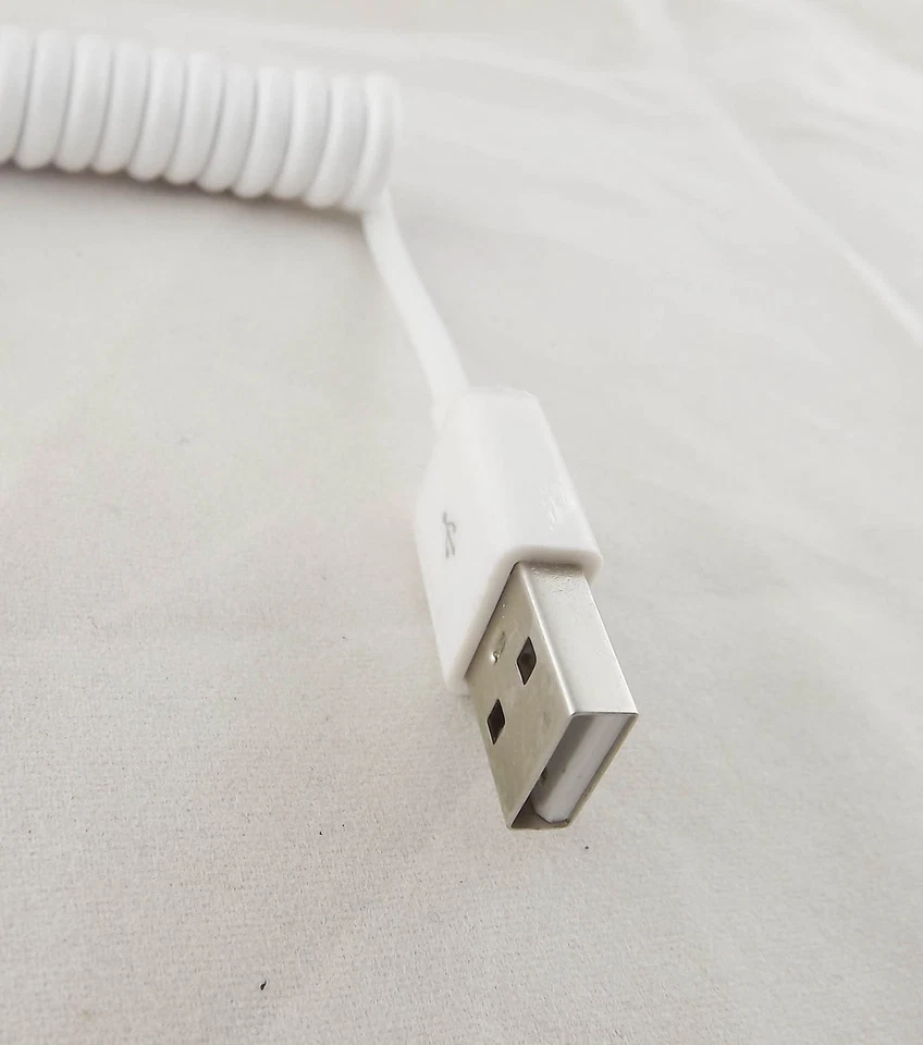 White 1M USB 3.1 C Type Male To 2.0 A Male Spiral Coiled Data Sync Adapter Cable - Image 3 of 4