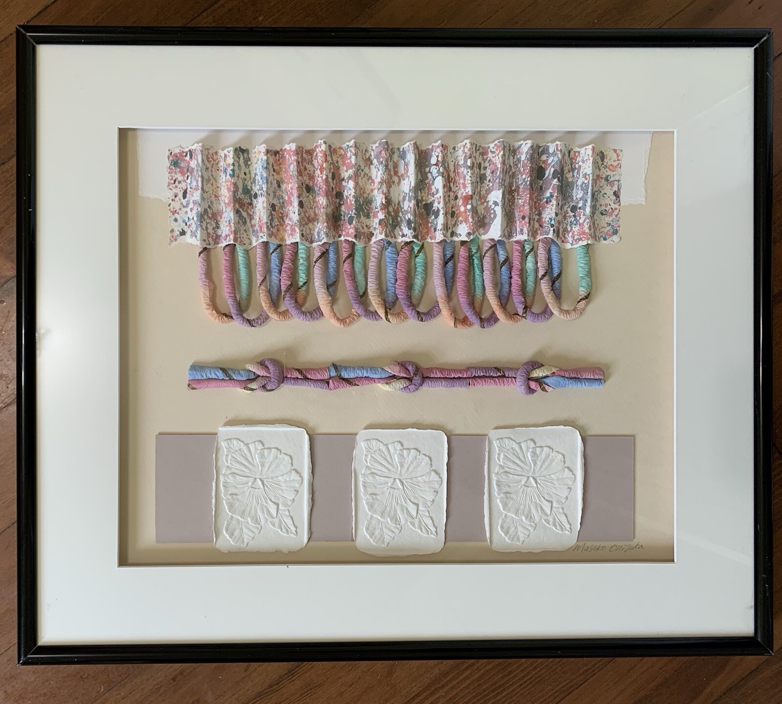 32x20” Original Mixed media paper collage Art by Japanese Artist Masako