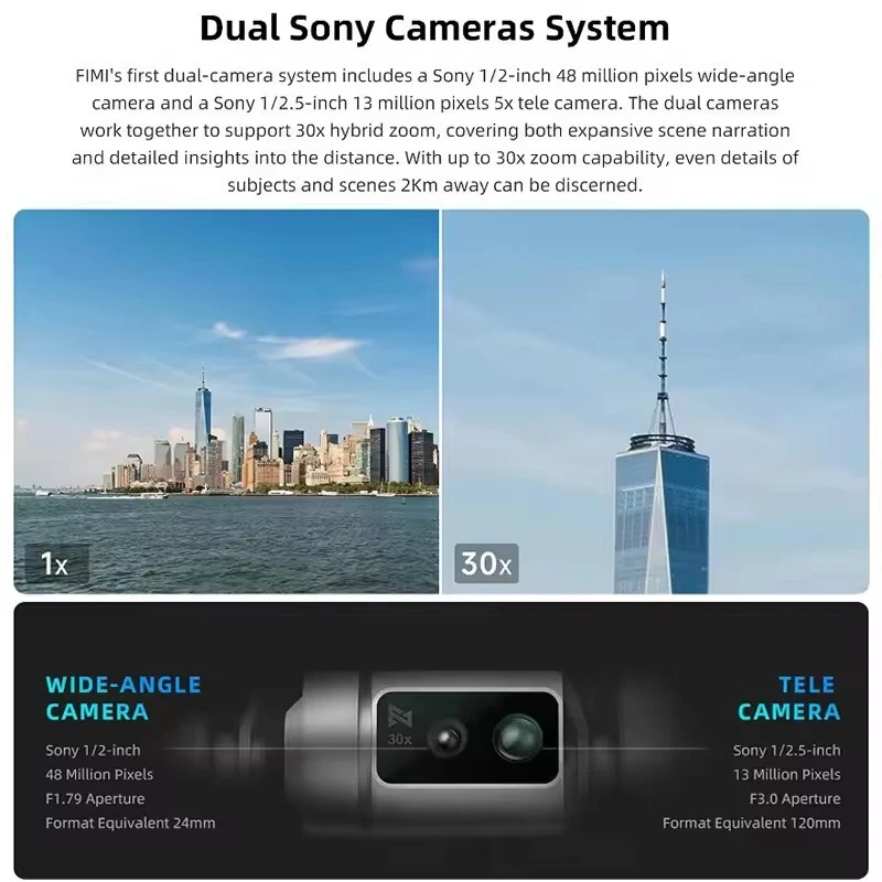 FIMI X8 Tele Max 30x Zoom Drone 3-Axis Gimbal 4K 60Hz Professional HD 4K Drone - Image 4 of 4