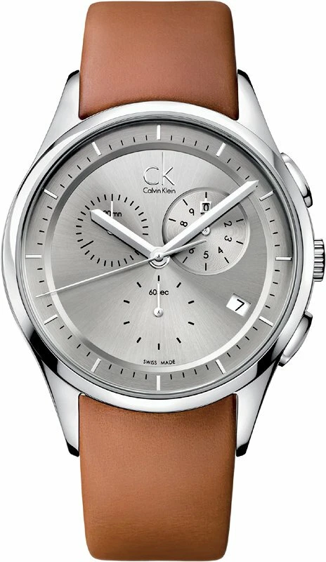 NEW CK CALVIN KLEIN K2A27141 SWISS MADE CHRONOGRAPH WATCH LEATHER