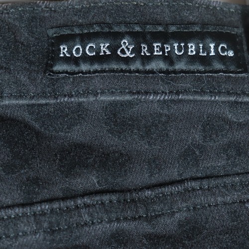 Rock & Republic Women's Kashmiere Twill Velvet Jeans - Size 12M - Black Leopard - Picture 13 of 13