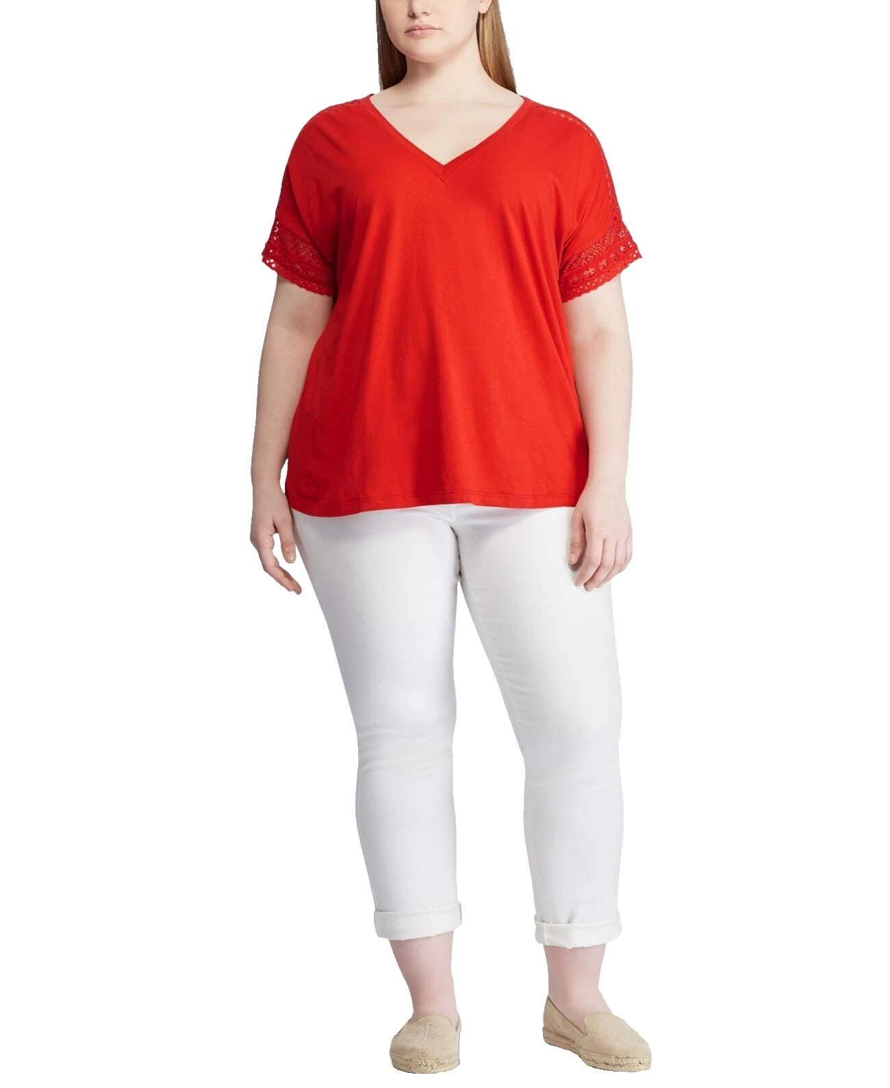 Хлопковые футболки большого размера для женщин Lauren Ralph Lauren