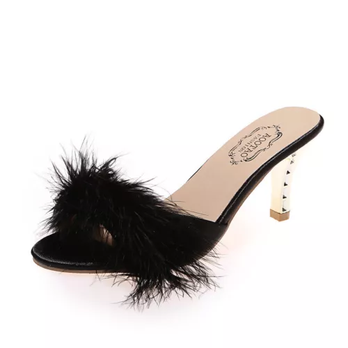 Damen High Heels Hausschuhe Flauschig Fell Peeptoe Stiletto Party Schuhe Pantoletten Sandalen - Bild 16 von 27