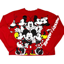 New Mickey Mouse House Size S Red Long Sleeve Pullover Shirt Minnie Disney Parks