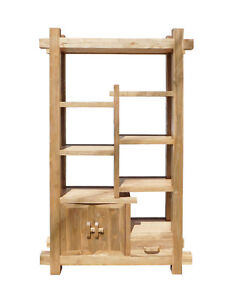 Rustic Raw Wood Open Shelf Bookcase Display Cabinet cs1551 ...